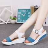 Комфортные сандалии, летняя обувь, качалка, туфли на платформе, из натуральной кожи, мягкая подошва