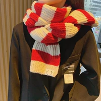 Трикотажный универсальный брендовый удерживающий тепло шарф для влюбленных, в корейском стиле