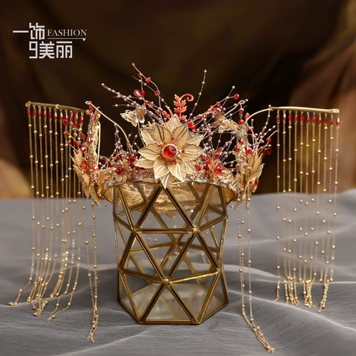 Аксессуар для волос для невесты, красный комплект с кисточками, 2020, китайский стиль