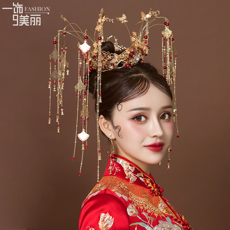 市場 中華風髪飾り 花モチーフ きらきらフリンジ フリンジ 可愛い 合金 かんむり かんざし 中国古代時代劇コスチューム 冠 王冠 ゴージャスなティアラ 被り物