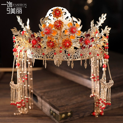 Традиционный свадебный наряд Сюхэ для невесты, аксессуар для волос, ювелирное украшение, платье, аксессуары, китайский стиль, дракон и феникс