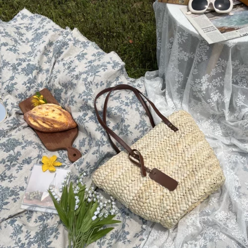 Плетеная пляжная вместительная и большая сумка на одно плечо, изысканный стиль