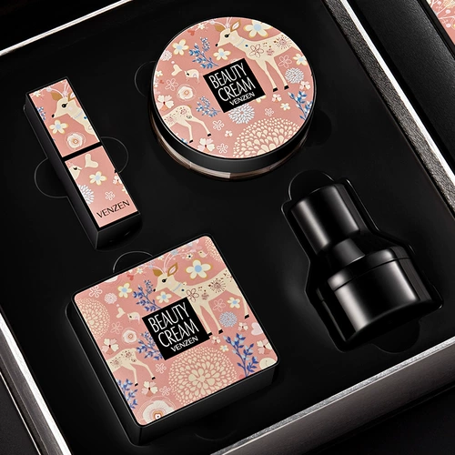 База под макияж, подарочная коробка, комплект, тональный крем для контуринга, рассыпчатая пудра для лица, BB крем, помада, 3 предмета
