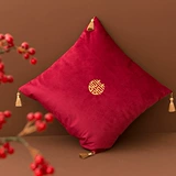 Fomoday Hi персонажи бархатная подушка вышивая кисточка Свадьба Shuangxi Plound Пара новых домов, чтобы организовать украшение свадебной комнаты
