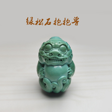 Украшения на шею 天然原矿玉化绿松石吊坠挂坠抱抱兽貔貅雕件把件背云散珠配珠项坠