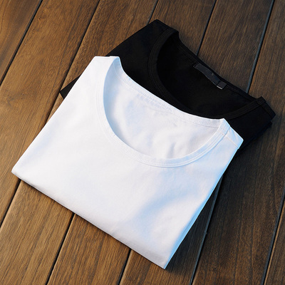 Mùa thu nam dài tay T-Shirt màu rắn trắng vòng cổ đáy áo mỏng phần màu trắng tinh khiết kích thước lớn lỏng lòng từ bi 9.9 nhân dân tệ áo thun tay lỡ nam Áo phông dài