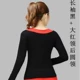 Длинно -липкий красный+черный сингл v -neck