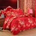 Bông cưới màu đỏ lớn bốn mảnh cotton dày chăn bông bao gồm 1,8m2.0m ​​giường đôi đám cưới phù hợp với bốn mảnh - Bộ đồ giường bốn mảnh Bộ đồ giường bốn mảnh
