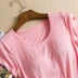 Kích thước lớn với cup cup ngực pad tích hợp bra miễn phí BRA-T vest yoga ngắn tay áo nửa tay áo T-Shirt nhà đồ ngủ