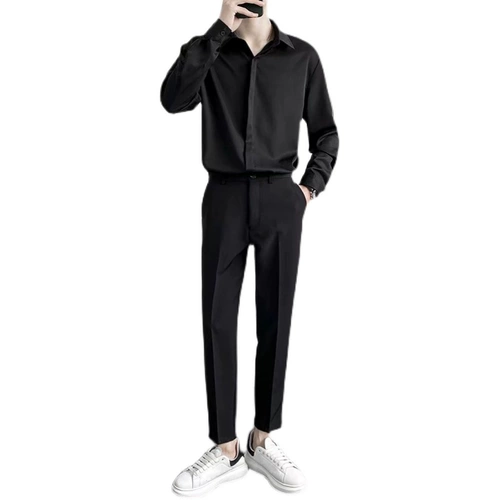 Модный комплект для отдыха, зеленая рубашка, в корейском стиле