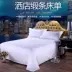 Khách sạn khách sạn bộ đồ giường linen cotton mã hóa dày tinh khiết trắng satin sheets giường tùy chỉnh bán buôn