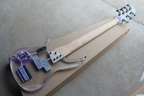 Flyoung 7 Crink с синим светом электрической базиновой головки пианино корпус органический стеклянный акриловый электрический бас роза