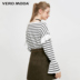 Vero Moda sọc xù lông tay áo len áo len | 317424523 áo len dáng dài Vòng cổ áo len