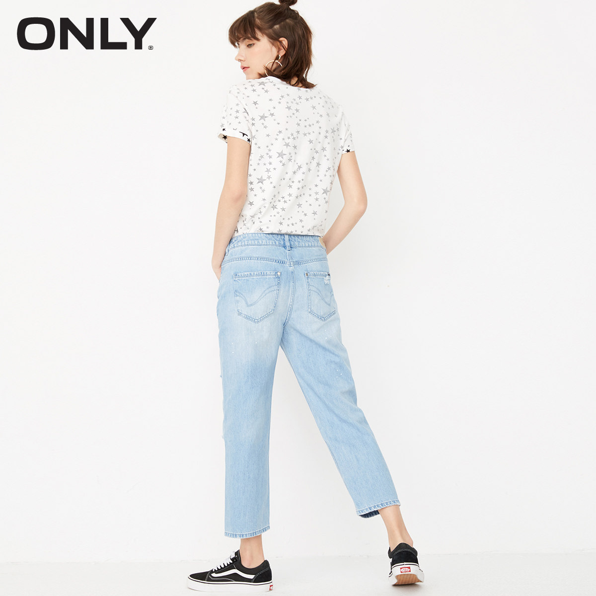 绫致时装 ONLY 纯棉破洞 女式直筒九分牛仔裤 淘宝优惠券折后￥59包邮（￥499-440）2色可选