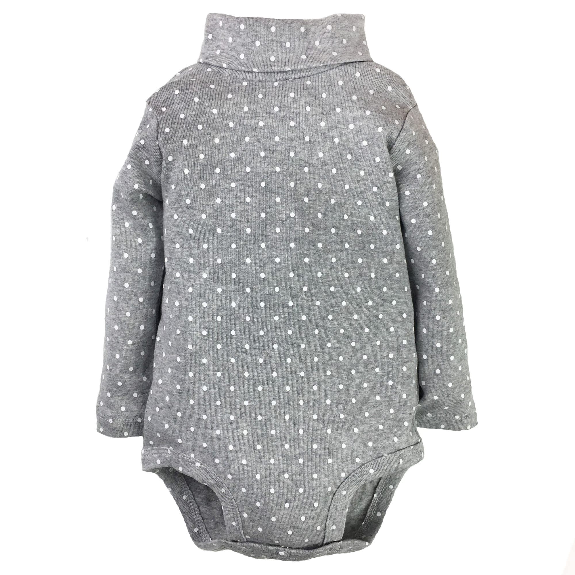 Grey Polka Point High Collar Jacket With Back Button【 goods in stock 】 U.S.A carters Carter quality goods High collar pure cotton men and women Treasure Long sleeve Ha Yi BODYSUIT