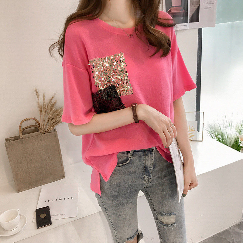 Mùa hè Han Fan kích thước lớn lỏng nửa tay T-Shirt bìa bụng áo sơ mi chất béo mm là mỏng phiên bản lớn casual đáy áo 200 kg