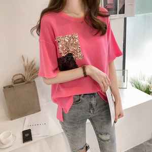 Mùa hè Han Fan kích thước lớn lỏng nửa tay T-Shirt bìa bụng áo sơ mi chất béo mm là mỏng phiên bản lớn casual đáy áo 200 kg