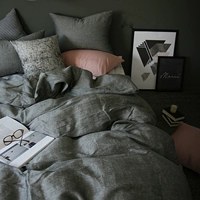 Nordic đơn giản màu xám bông trải giường gia đình bốn 1.5M 1.8m Nhật rửa doanh nghiệp giường bông 1.2 Độc thân - Bộ đồ giường bốn mảnh chăn ga đẹp