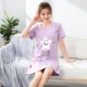 Bộ đồ ngủ nữ cotton mùa hè ngắn tay cho bé sinh viên Hàn Quốc dễ thương tươi mới giữa váy liền thân váy ngủ ngọt ngào - Đêm đầm