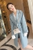 2018 mùa xuân và mùa thu mới của Hàn Quốc phiên bản của ve áo trong đoạn dài trên đầu gối áo len chic tính Sen eo áo khoác nữ áo dạ quang nữ đẹp Accentuated eo áo