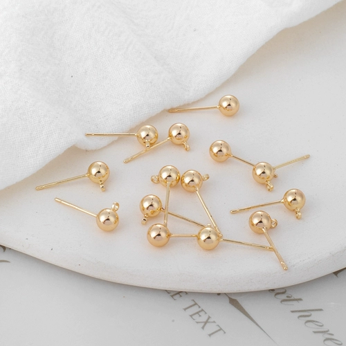 Аксессуары, серьги, 14 карат, золотой цвет, 3мм, 4, 4мм, DIY