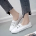 Xuân 2018 Giày trắng mới Giày nữ hoang dã giày vải nông một chân giày lười Hàn Quốc phẳng giản dị giầy thể thao Plimsolls
