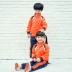 Dịch vụ làm vườn mẫu giáo mùa xuân và mùa thu Mô hình giáo viên trẻ em Hàn Quốc đồng phục lớp học dịch vụ tùy chỉnh đồng phục trường tiểu học màu đỏ cam