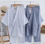 Người đàn ông Nhật Bản kimono đồ ngủ bông đôi gạc Nhật Bản phù hợp với dịch vụ nhà mùa hè và mùa thu thoải mái dày mô hình lỏng lẻo pijama nam