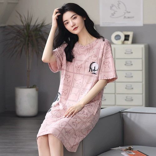 Летняя пижама, шелковая черная хлопковая юбка, большой размер