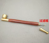 Quanmu Табак, сражаясь с старым модом двойного использования фильтрации сухой дымовой сумки сигарет сигарет горшок с красным сандаловым деревом Ebony Huanghualu Woody Pure Copper Sigarette Pot
