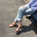 Ins siêu lửa 18 mùa hè mới từ vành đai mỏng phẳng thấp gót dây đeo dép nữ chic hở ngón side rỗng giày của phụ nữ sandal bitis Sandal