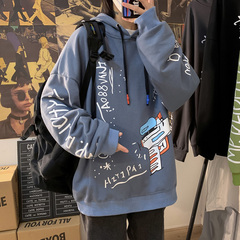 Hooded sweater men's autumn ins Korean fashion print top