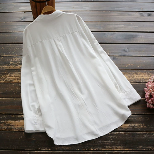 Весенняя рубашка, хлопковый лонгслив, в корейском стиле, свободный крой