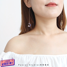 Свисающие серьги 仰望星空的猫咪！甜美少女心耳线长款耳坠耳夹无耳洞女耳钉耳饰品