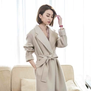 80% len 20% polyester đôi phải đối mặt với áo len nữ phần dài Hàn Quốc phiên bản của áo len mới mỏng