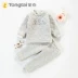 Tongtai mùa thu và mùa đông bé cotton hở vai phù hợp với nam giới và phụ nữ quần cotton mỏng của trẻ em bộ đồ hai mảnh - Phù hợp với trẻ em