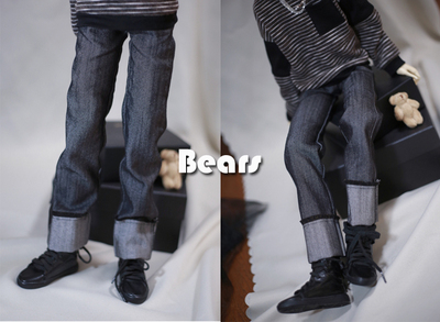 taobao agent ◆ Bears ◆ BJD baby clothing A347 Black Silk Denim edge straight pants 1/4 & 1/3 & uncle & ID75