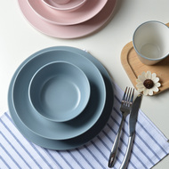 Tối giản matte Bắc Âu phong cách tối giản dao kéo đặt cốc bát gạo món ăn bát món ăn sâu đĩa bát salad