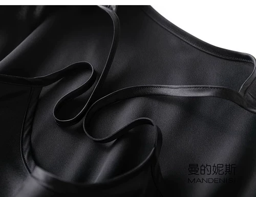Шелковый сексуальный черный жилет без рукавов, облегающий крой, эффект подтяжки