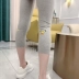 Xia thêu hoạt hình tám điểm xà cạp thể thao phụ nữ mặc mô hình mỏng nhỏ bó sát sợi bông chân quần thủy triều - Khởi động cắt