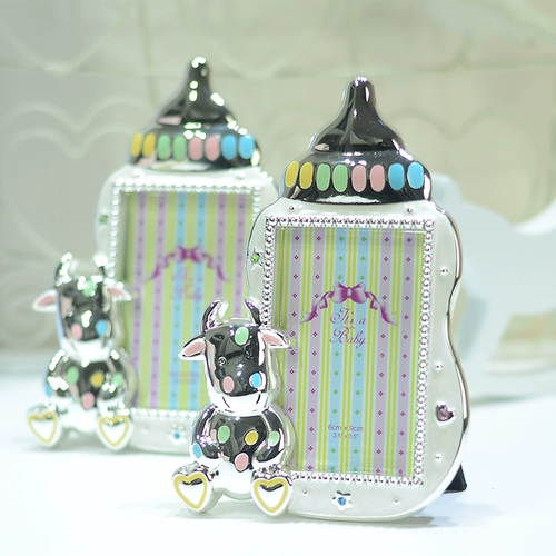 Детская бутылочка для кормления, соска, милая металлическая фоторамка, сумка, подарок на день рождения