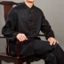 Bai Fu Long Đàn ông cao cấp Tang áo dài tay Trắng Trung Quốc cổ áo nút áo sơ mi quốc phục nam Trang phục dân tộc