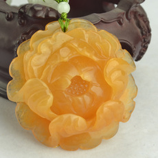 Украшения на шею 天然云南黄龙玉牡丹花吊坠挂件玉坠百搭毛衣链牡丹花项链女款礼物