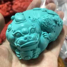 Ювелирные камни 仿绿松石手把件绿松石貔貅绿松石招财貔貅摆件吊坠茶宠皮休手把件