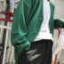 Nhật Bản Harajuku quá khổ cỏ màu xanh lá cây áo len xuống vai bat tay áo chiếc áo len cardigan vài mô hình áo thủy triều Cặp đôi áo len