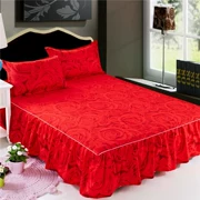 Phiên bản tiếng Hàn của đám cưới lớn màu đỏ đơn giường ngủ trải giường mùa đông cộng với khăn trải giường bằng vải cotton đặt bốn bộ