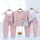 Bộ đồ cotton cho bé Quần yếm cotton Bộ đồ cotton ba mảnh mỏng bé trai và bé gái ấm áp quần áo trẻ em quần áo năm mới - Phù hợp với trẻ em