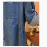 Японская мягкая рубашка, длинное джинсовое платье, высокая талия, длина миди