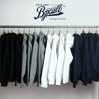 BPCALL cổ điển nặng bông dày ngang dệt trùm đầu bốn màu áo len dành cho nam giới và phụ nữ áo hoodie nam