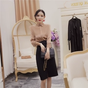 Nữ hoàng quần áo Hàn Quốc 2019 mùa xuân mới của phụ nữ CV khâu lưới dài tay Áo sơ mi khí chất hàn quốc - Áo sơ mi